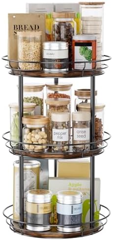 LAMU 3 Tier Lazy Susan Turntable Rotating Spice Rack Organizer for Cabinet