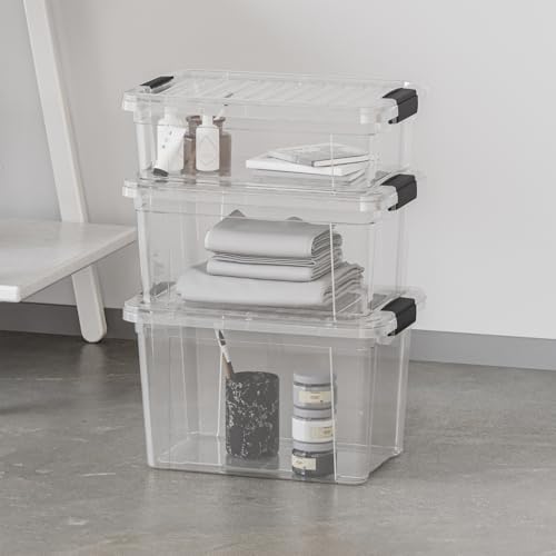 Superio 49 Quart Clear Plastic Storage Boxes with Lids, Stackable Organizer C...