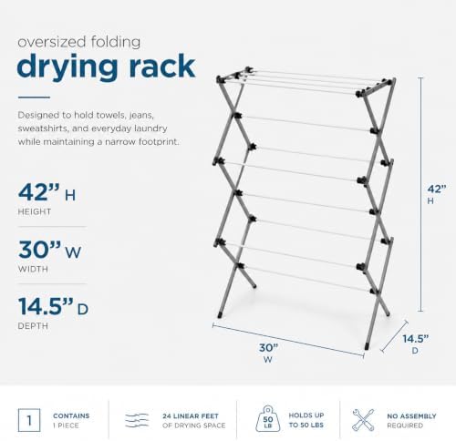 Honey-Can-Do 6-Tier Collapsible Clothes Drying Rack, 30", White