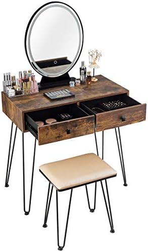 CHARMAID Makeup Vanity Table with Lighted Mirror, 3 Lighting Sets, Adjustable...