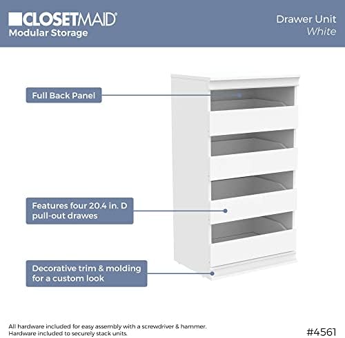ClosetMaid Modular Storage Unit with 4 Drawers, Wood Closet Organizer, Stacki...