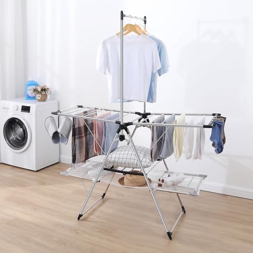 APEXCHASER Clothes Drying Rack, Foldable 2-Level Drying Racks with High Hange...