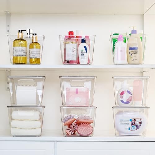 Vtopmart 10 Pack Clear Stackable Storage Bins with Lids and Handles, Large