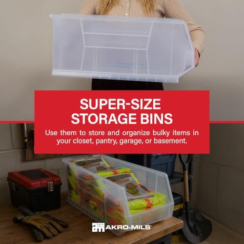 Akro-Mils 30287 Super-Size AkroBins Plastic Storage Bins, Space-Saving Stacka...