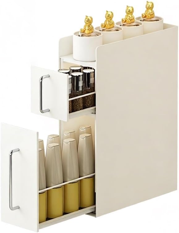 Saiveina Pull Out Spice Rack Organizer – 3 Tier Sliding Drawer, No Assembly S...