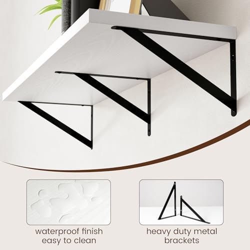 Axeman Floating Shelves for Wall White - 36 Inch Wide x 12 Inch Deep Wall She...