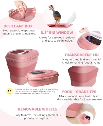 30-35Lbs Airtight Dog Food Storage Container,Collapsible Dog Food Container