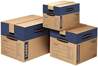 Bankers Box Large Prime Moving Box 6 Pack, Reinforced Handles, Tape-Free Asse...