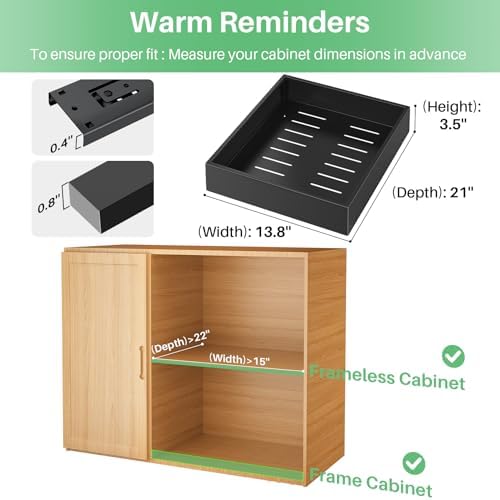 Pull out Cabinet Organizer, 21"Deep, Heavy Duty Full-Extension Slide out...
