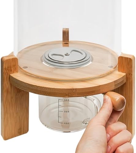 7.5L/5L Grain Storage Tank Dispenser with Base+Valve+Cup Glass Rice Cereal Be...