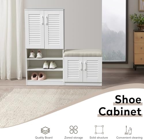 Spaco Shoe Cabinet with Storage Bench Set for Entryway,7-Tier Shoe Storage Ca...