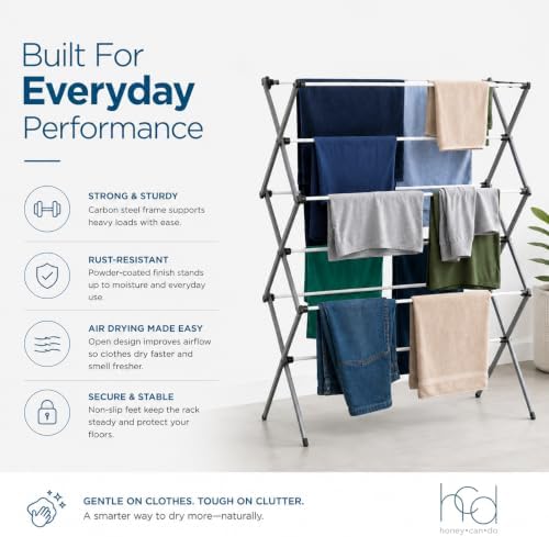 Honey-Can-Do 6-Tier Collapsible Clothes Drying Rack, 30", White
