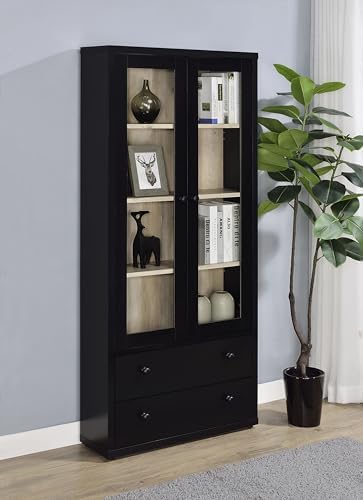 Coaster Hawthorne 31.5-Inch Display Cabinet with Storage, Black 953478