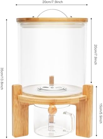 Glass Rice Dispenser, 5L Cereal Dispenser Countertop, 1.32Gal Food Storage Co...