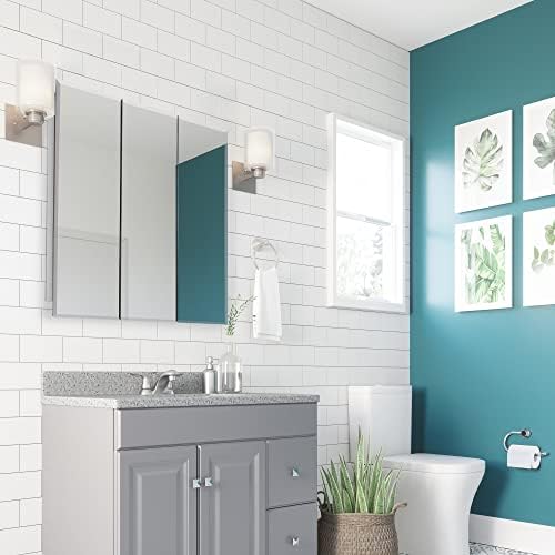 Design House Cyprus Medicine Cabinet, 3 Frameless Mirrored Doors, 2 Adjustabl...