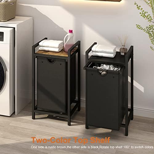 LAATOOREE Laundry Hamper, Two-Color Laundry Basket with Removable Laundry Bag...