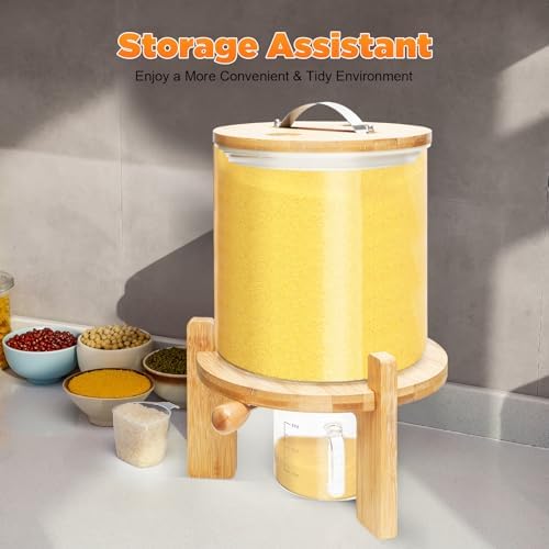 Rice Dispenser, Glass Cereal Storage Container, Grain Dispenser Glass Bucket,...