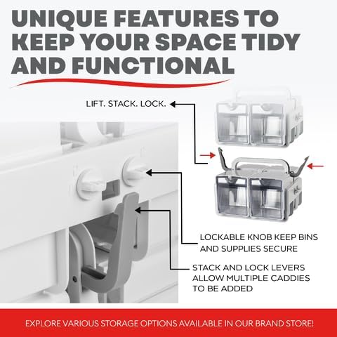Deflecto Stackable Tilt Bin Caddy – Portable Tilt Bins Storage Organizer for ...