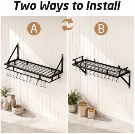 KES 30-Inch Kitchen Pan Pot Rack Wall Mounted, Hanging Storage Organizer