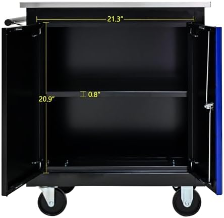 Double-Door Heavy-Duty Rolling Steel Tool Cart with Handle&Wheels, Metal ...
