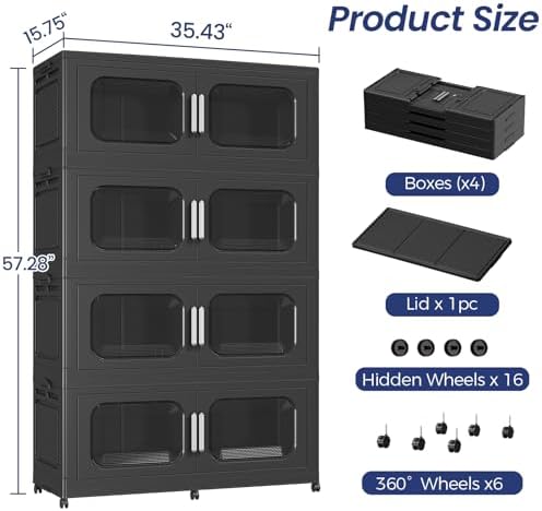200GAL Extra Large Storage Bins with Lid, 800QT Storage Bins with Wheels, Fol...