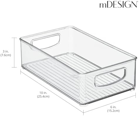 mDesign Plastic Storage Organizer Shallow Container Bin with Handles for Bath...