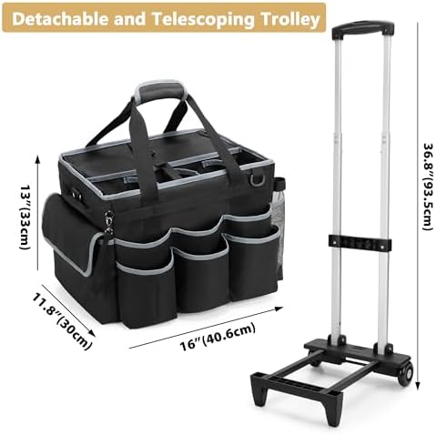 HODRANT Large Cleaning Caddy with Detachable Trolley & Shoulder Strap