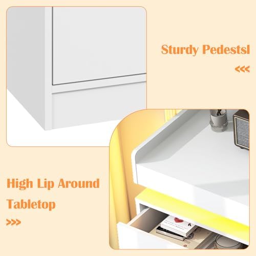 jiteentarou 9 Drawer Dresser with Charging Station and LED Lights, Modern Che...