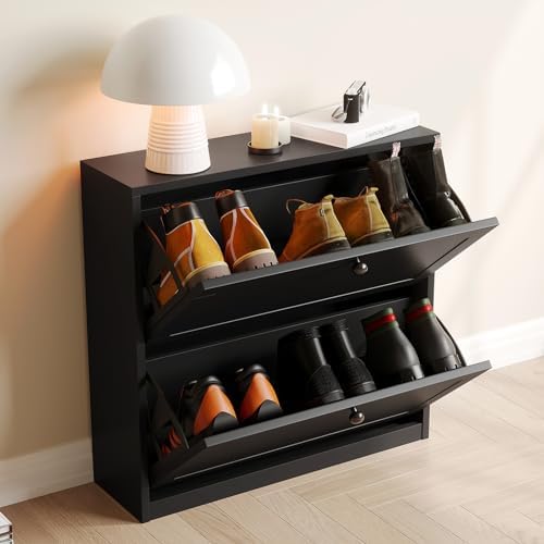 VOWNER Shoe Cabinet with 2 Flip Drawers, Freestanding Shoe Storage Cabinet wi...