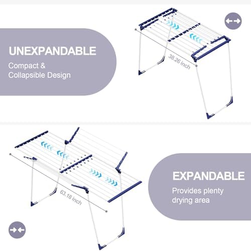 APEXCHASER Clothes Drying Rack, Drying Rack Large Space with 2 Wings