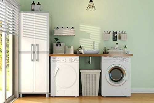 Keter Storage Cabinet with Doors and Shelves for Laundry Room, Garage, Bathro...