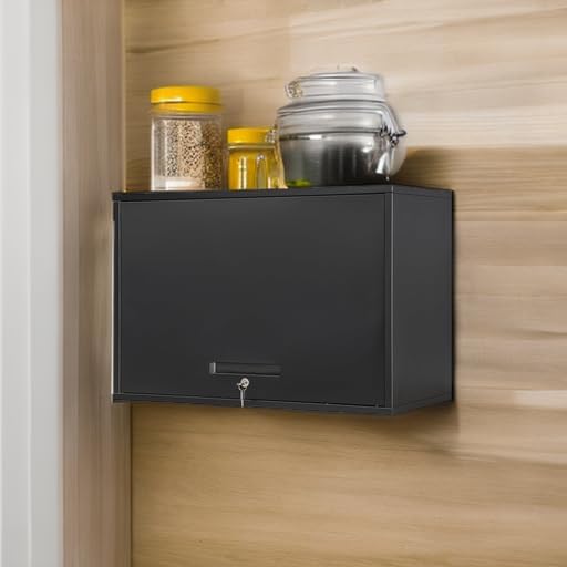 Yizosh Metal Garage Wall Cabinet with Doors and Shelves, Wall Mounted Metal S...