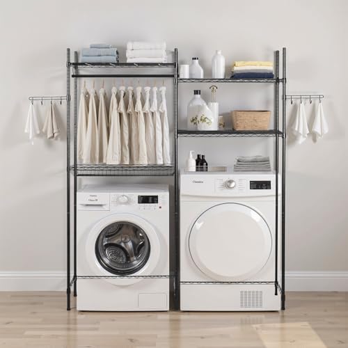 VEVOR Over the Washer and Dryer Storage Shelf, 4 Tier Laundry Room Drying Rac...