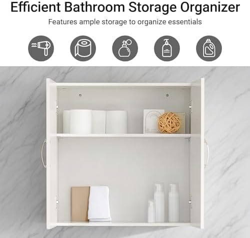 Wall Mount Bathroom & Laundry Storage Cabinet, Wall Size, White
