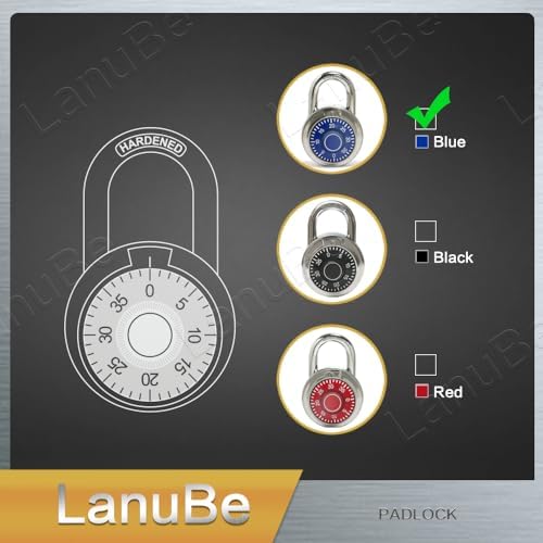 LanuBe Lock Standard Dial Combination Padlock 60 Pack Wide 2-in Blue Dial