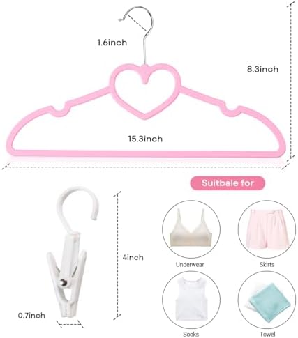 Plastic Hangers 80 Pack, Pink Clothes Hanger with 10 Clips- Ultra Thin Space ...