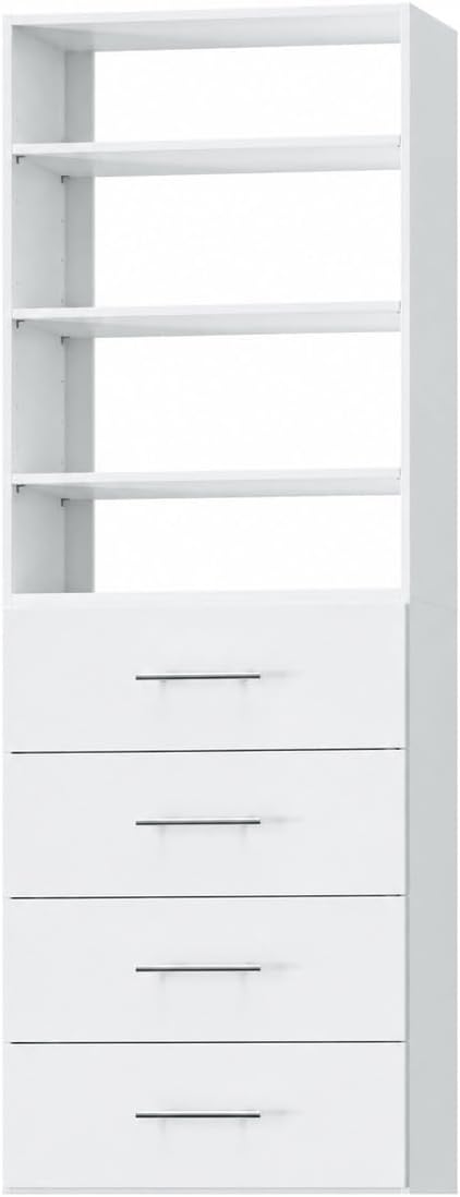 Modular Closet System, 25.5" Wide Wall-Mounted Closet Tower Organizer St...