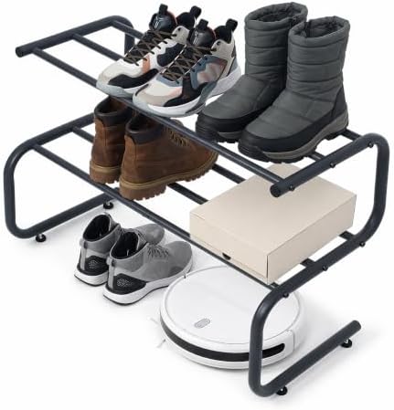 Small Metal Shoe Rack, 2 Tier 5-Shaped Shoe Storage Organizer (9 Pairs)
