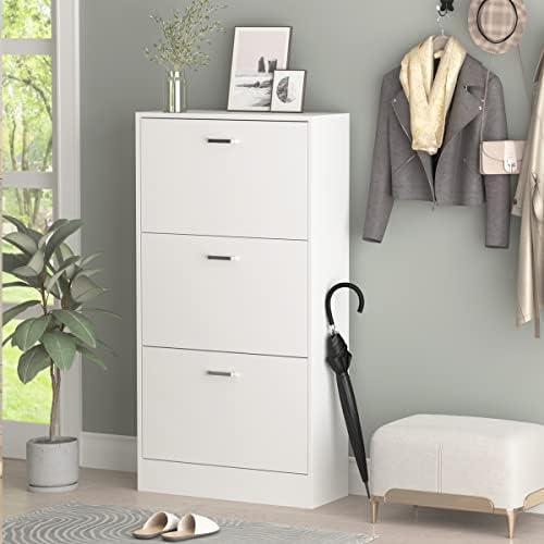 AGOTENI Shoe Cabinet with 3 Flip Drawers, Shoe Storage Organizer with 2-Tier ...