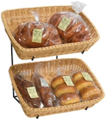 2 Tier Plastic Wicker Baskets Countertop Display - 16 W x 15 D x 18 H Inches