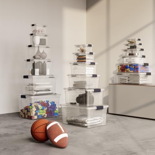 Superio 49 Quart Clear Plastic Storage Boxes with Lids, Stackable Organizer C...