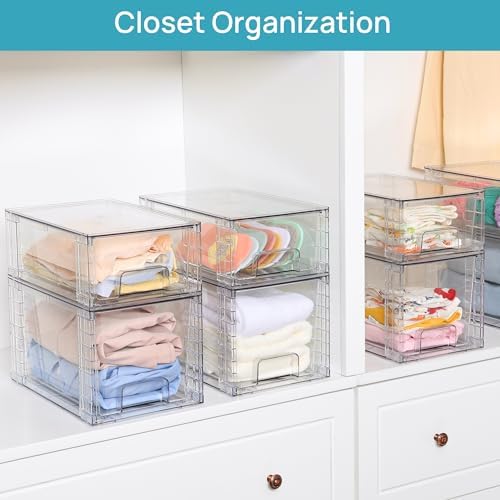 Vtopmart Clear Under Sink Organizer, 8 Pack Stackable Storage Drawers Set Des...
