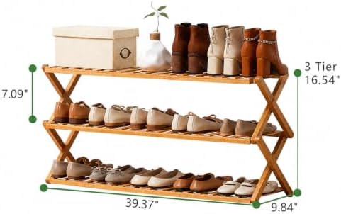 Choclaif Free Standing Shoe Racks for Closet, Shoe Shelf Bamboo Shoe Rack for...