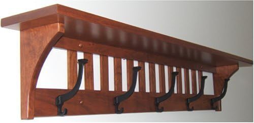 Rustic Red Door Co. Mission Style Coat Rack Wall Mounted with Shelf, Entryway...