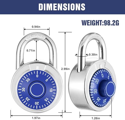 Combination Padlock 12 Pack, 50 mm (2") Blue Dial