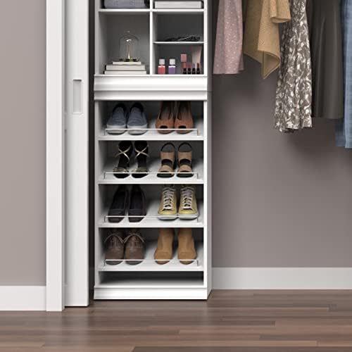 ClosetMaid Modular Storage Shelf Unit with Angled Shoe Shelves, White