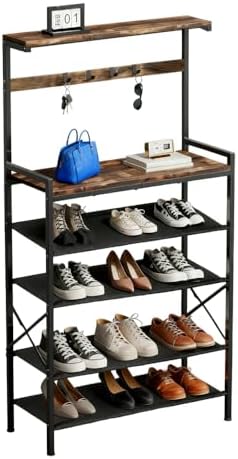 Shoe Rack for Entryway,6 Tier Wooden Shoe Storage Organizer for 16-20 Pairs