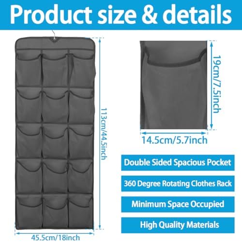 3Pcs 30 Large Pockets Dual Sided Hanging Shoe Organizer Double-Side Closet St...