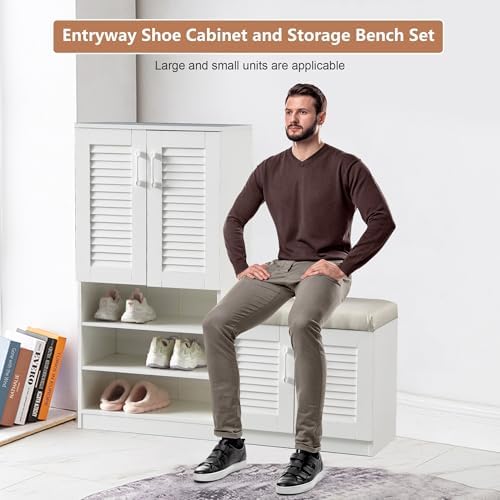 Spaco Shoe Cabinet with Storage Bench Set for Entryway,7-Tier Shoe Storage Ca...
