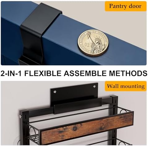 8 Tier Over The Door Pantry Orangizer 2 IN 1 Wall Mounted or Hanging Spice Ra...